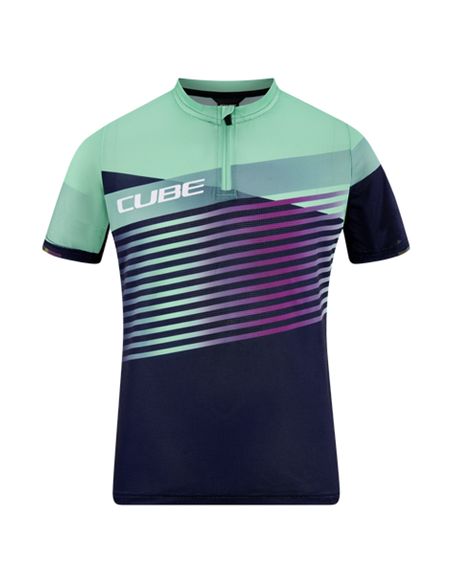 12445 - CUBE TEAMLINE TRIKOT ROOKIE KURZARM BLUE & MINT L